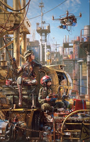 Futuristic Drone and Soldiers Illustration