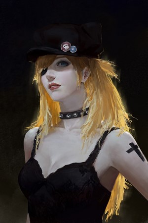 Asuka Langley Soryu from Neon Genesis Evangelion with eyepatch and choker