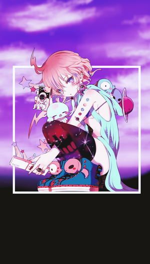 Anime girl with pink hair and space-themed outfit