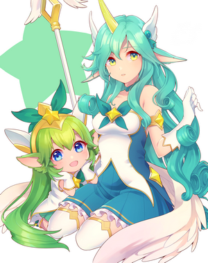 Star Guardian Soraka and companion from League of Legends