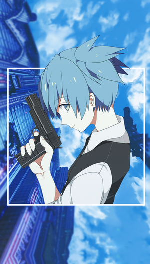 Nagisa Shiota from Assassination Classroom holding a gun