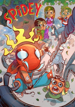 Spidey and friends vs. Dr. Octopus illustration by Rafael Sam