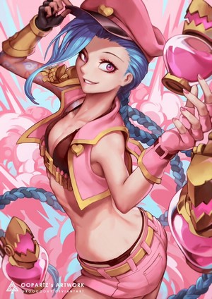 Jinx from League of Legends with pink outfit