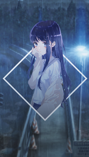 Anime girl in the rain