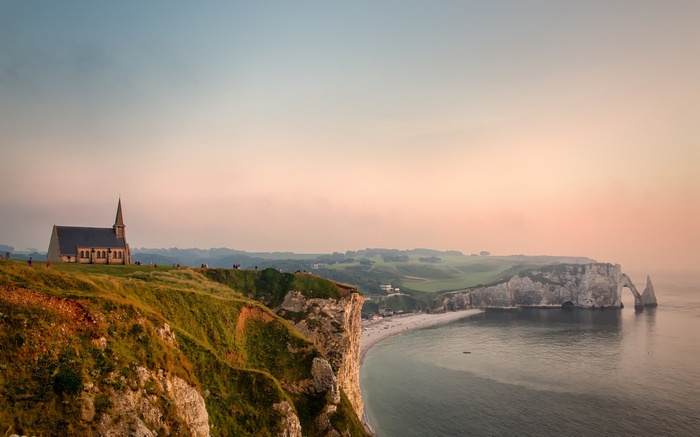 Chapel on a cliff overlooking the sea at Etretat