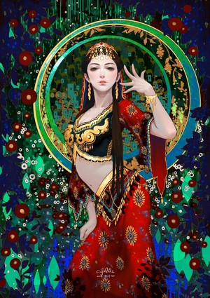 Woman in traditional Indian attire with ornate jewelry