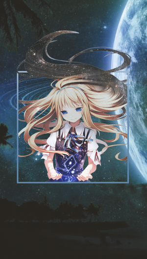 Anime girl with blonde hair in space