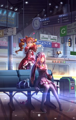 Beatrice and Emilia at Train Station in Re:Zero