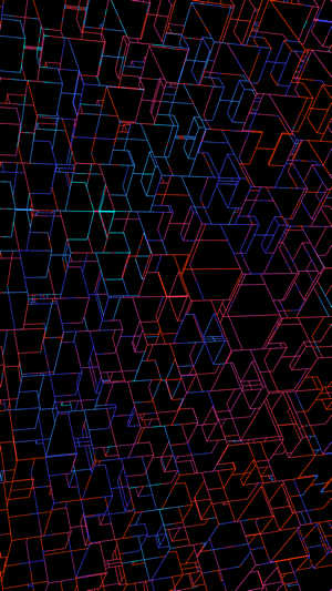 Abstract 3D geometric wireframe pattern on black background