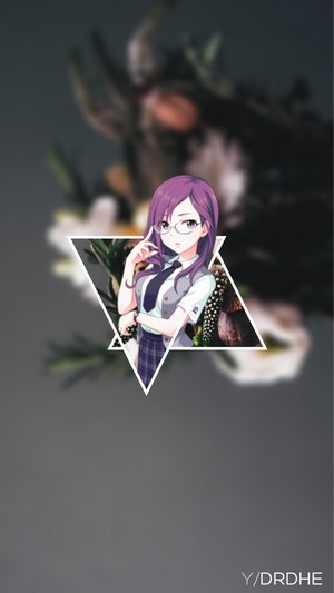 Anime girl with glasses and purple hair