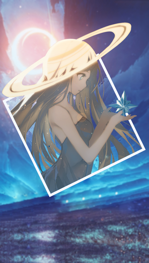 Anime girl with Saturn rings and star