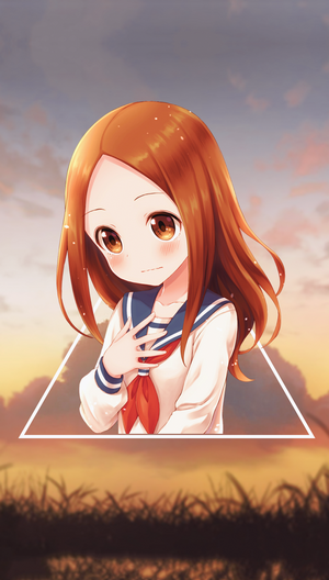 Anime girl in sailor uniform against sunset sky