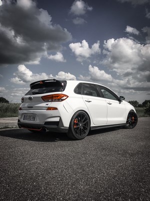 White Hyundai i30N Hatchback on Asphalt Road