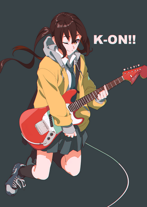 Azusa Nakano from K-ON!! playing guitar