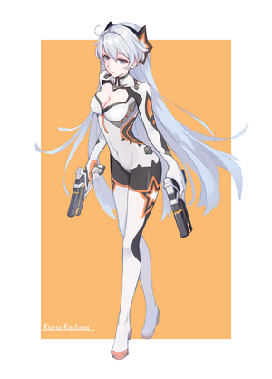 Kiana Kaslana from Honkai Impact with guns
