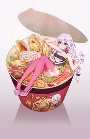 Anime girl in a ramen cup