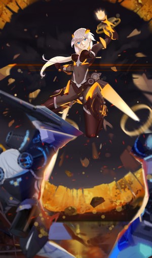 Kiana Kaslana from Honkai Impact with a sword