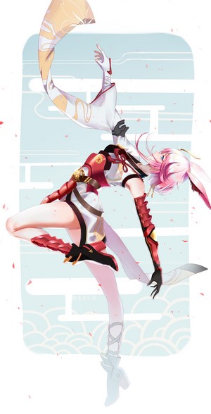 Anime girl with pink hair from Honkai Impact