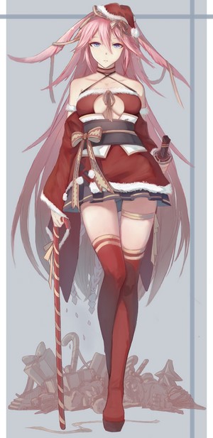 Anime girl in Santa outfit from Honkai Impact