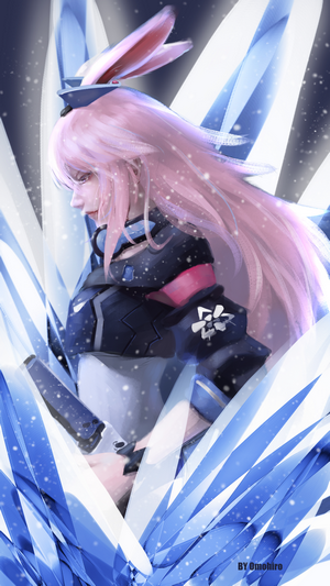 Anime girl with pink hair and bunny ears from Honkai Impact