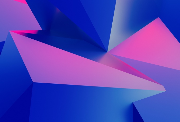 4K Pink and Blue Geometric 3D Triangles