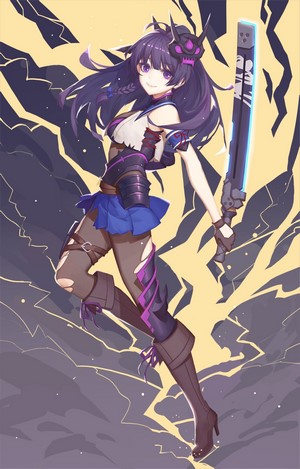 Mei Raiden from Honkai Impact with a sword
