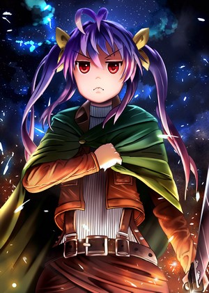 Miyauchi Renge from Non Non Biyori and Shingeki no Kyojin Crossover