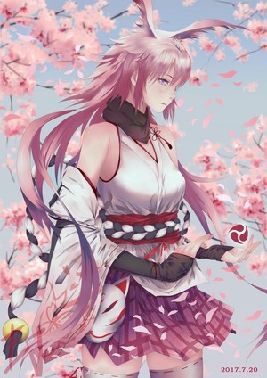 Yae Sakura from Honkai Impact with Cherry Blossoms