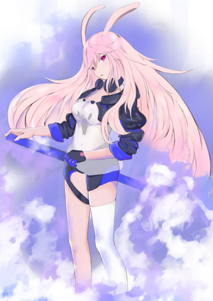 Yae Sakura from Honkai Impact with pink hair and bunny ears