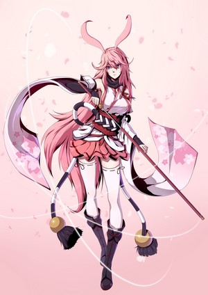 Yae Sakura from Honkai Impact with pink hair and bunny ears