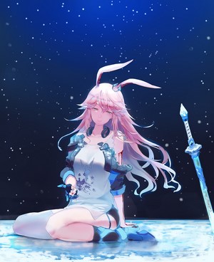 Yae Sakura from Honkai Impact with sword