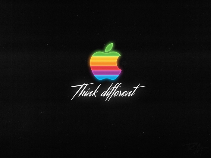 Apple logo with "Think different" slogan