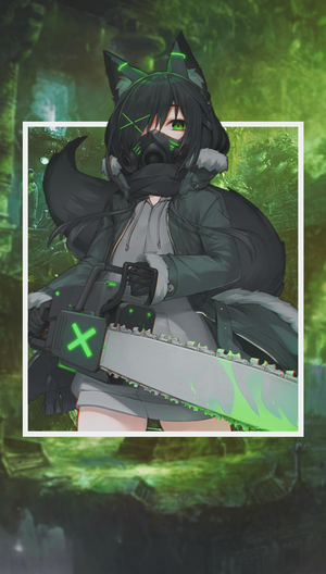 Anime girl with gas mask and chainsaw