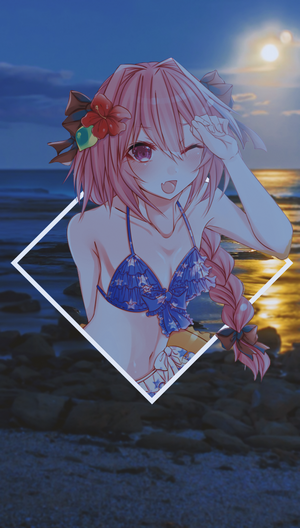 Astolfo from Fate/Grand Order in a bikini at the beach