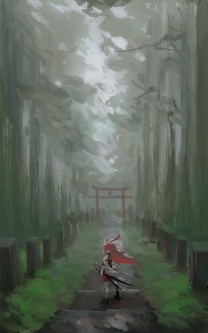 Yae Sakura from Honkai Impact in a forest