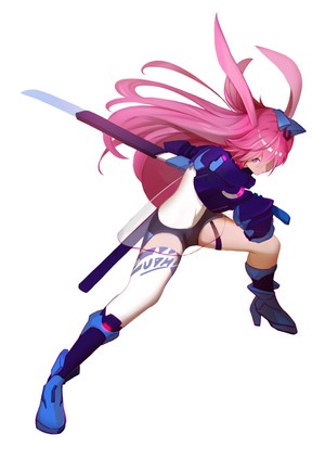 Yae Sakura from Honkai Impact with pink hair and sword