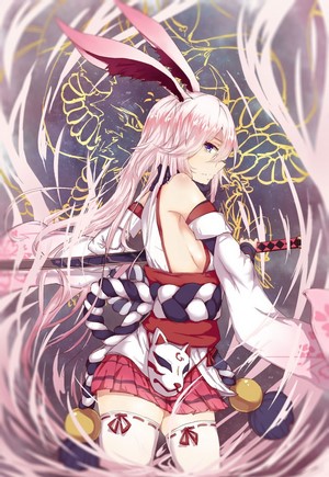 Yae Sakura from Honkai Impact with Fox Mask and Bunny Ears