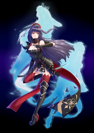 Mei from Honkai Impact with blue spirit