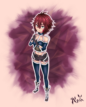 Anime girl with red hair and green eyes