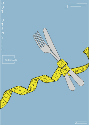 Utensils tied with measuring tape