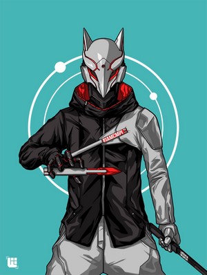 Man in Fox Mask with Knives and Sword