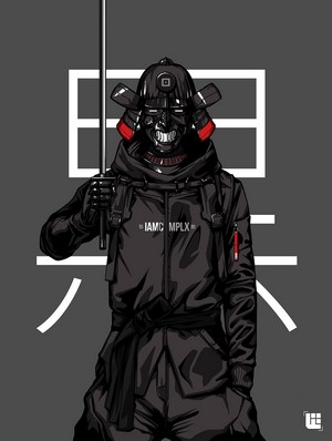 Samurai with sword and mask by Bryan Lie
