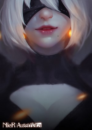 2B from NieR: Automata close-up portrait
