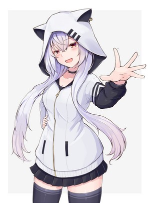 Azuma Lim wearing a cat-ear hoodie