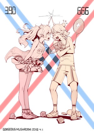 Miku and Zorome from Darling in the FranXX playing badminton