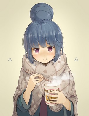 Rin Shima from Yuru Camp eating ramen