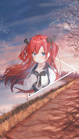 Anime girl with red hair and blue eyes