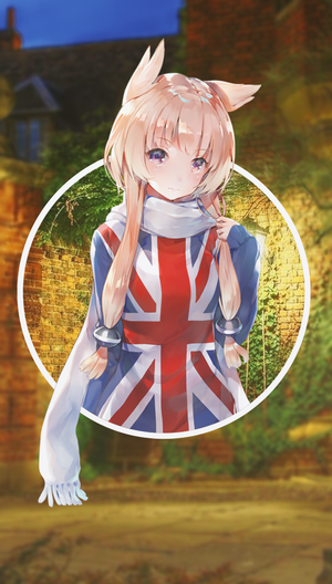 Anime girl with cat ears wearing Union Jack outfit