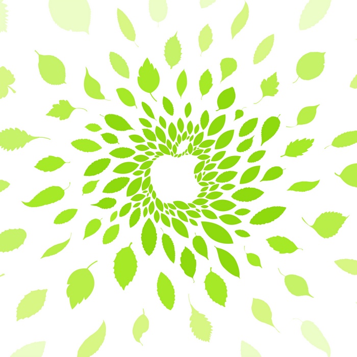 Green leaves swirling in a circle