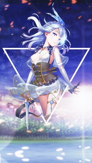 Anime girl with sword and blue hair